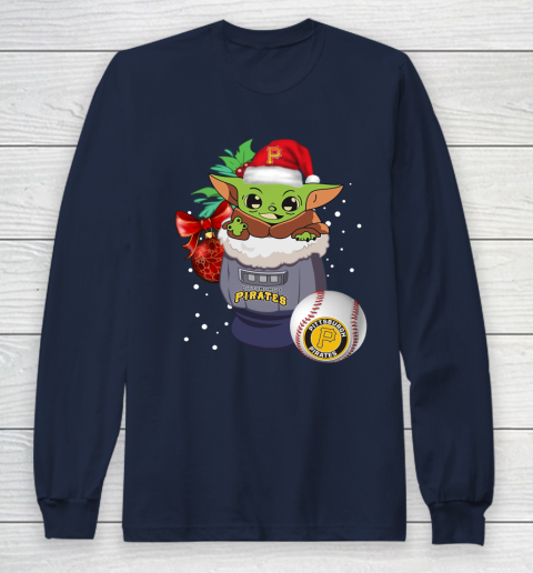 Pittsburgh Pirates Christmas Baby Yoda Star Wars Funny Happy MLB Long Sleeve T-Shirt 4