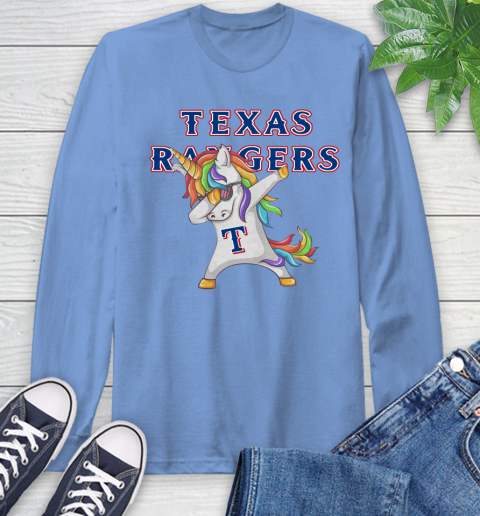 Texas Rangers MLB Baseball Funny Unicorn Dabbing Sports Long Sleeve T-Shirt 11