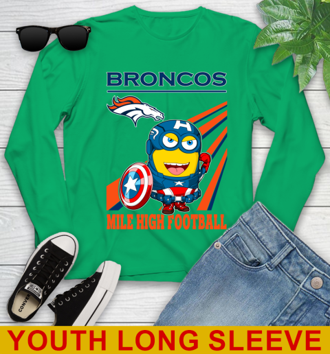 NFL Football Denver Broncos Captain America Marvel Avengers Minion Shirt Youth Long Sleeve 7