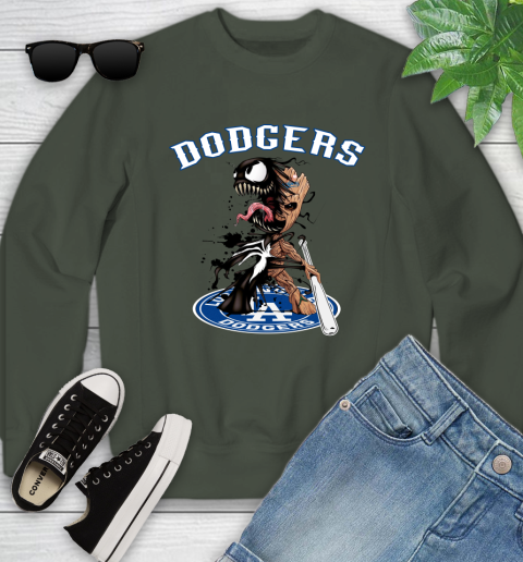 MLB Los Angeles Dodgers Baseball Venom Groot Guardians Of The Galaxy Youth Sweatshirt 10