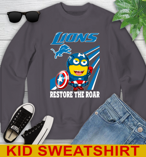 NFL Football Detroit Lions Captain America Marvel Avengers Minion Shirt Youth Sweatshirt 5