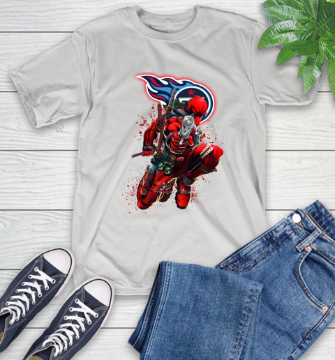 NFL Deadpool Marvel Comics Sports Football Tennessee Titans T-Shirt