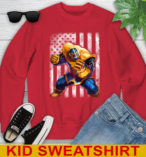 NBA Basketball Toronto Raptors Thanos Marvel American Flag Shirt Youth Sweatshirt 7