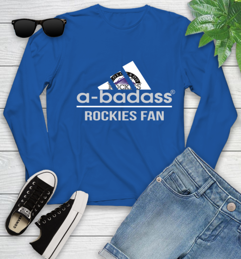 MLB A Badass Colorado Rockies Fan Adidas Baseball Sports Youth Long Sleeve - Image 11