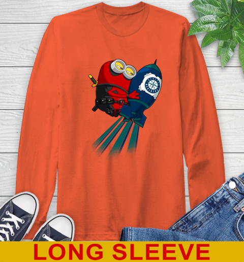 MLB Baseball Seattle Mariners Deadpool Minion Marvel Shirt Long Sleeve T-Shirt 4