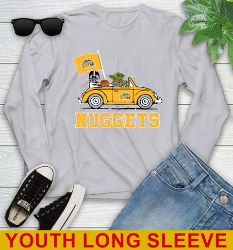 NBA Basketball Denver Nuggets Darth Vader Baby Yoda Driving Star Wars Shirt Youth Long Sleeve 6