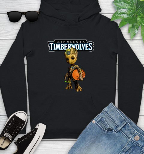 Minnesota Timberwolves NBA Basketball Groot Marvel Guardians Of The Galaxy Youth Hoodie 2