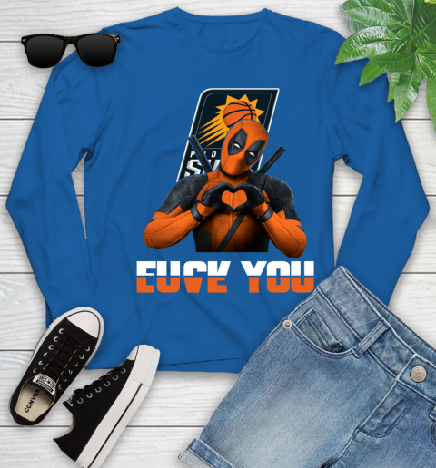 NBA Phoenix Suns Deadpool Love You Fuck You Basketball Sports Youth Long Sleeve 10