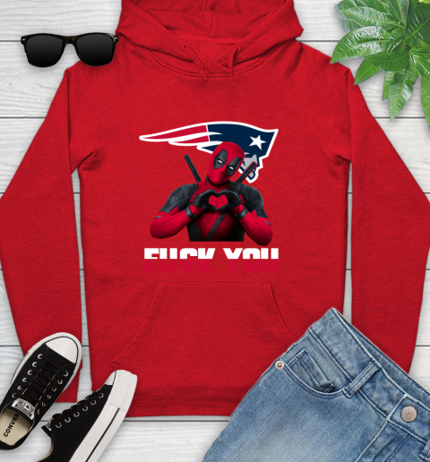 NHL New England Patriots Deadpool Love You Fuck You Football Sports Youth Hoodie 12
