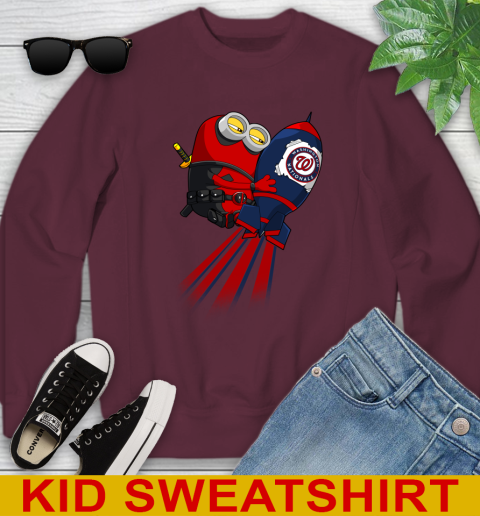 MLB Baseball Washington Nationals Deadpool Minion Marvel Shirt Youth Sweatshirt 4