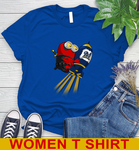 MLB Baseball Milwaukee Brewers Deadpool Minion Marvel Shirt Women's T-Shirt 10