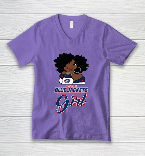 Columbus Blue Jackets Girl NHL V-Neck T-Shirt 9