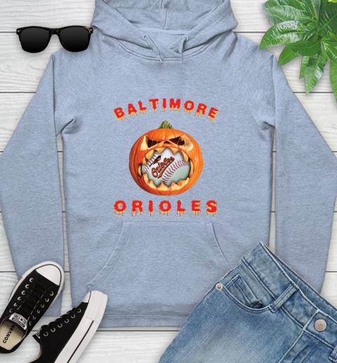 MLB Baltimore Orioles Halloween Pumpkin Baseball Sports Youth Hoodie 10