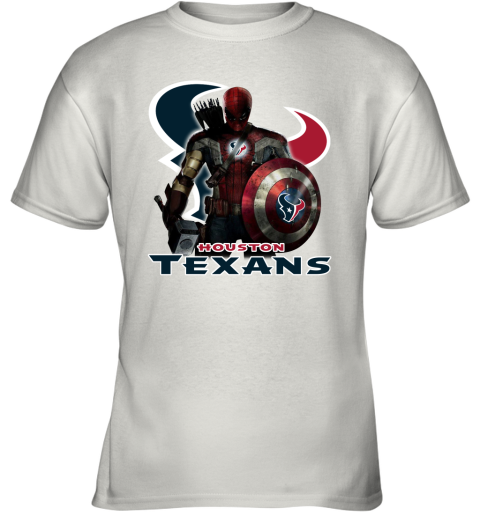 NFL Captain America Thor Spider Man Hawkeye Avengers Endgame Football Houston Texans Youth T-Shirt