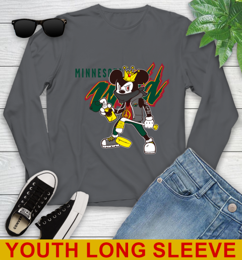 Minnesota Wild NHL Hockey Mickey Peace Sign Sports Youth Long Sleeve 9