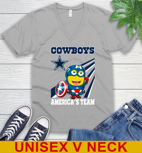 NFL Football Dallas Cowboys Captain America Marvel Avengers Minion Shirt V-Neck T-Shirt 3