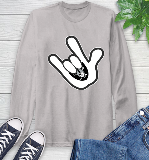 Oakland Raiders NFL Football Mickey Rock Hand Disney Long Sleeve T-Shirt 12