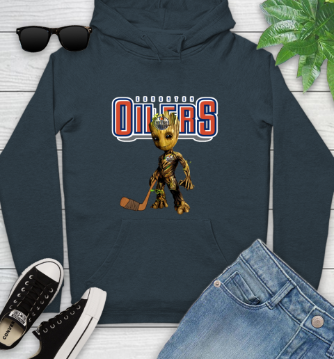 Edmonton Oilers NHL Hockey Groot Marvel Guardians Of The Galaxy Youth Hoodie 8