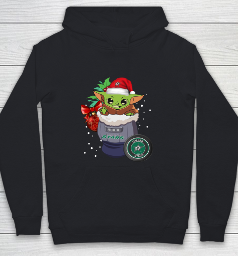 Dallas Stars Christmas Baby Yoda Star Wars Funny Happy NHL Youth Hoodie