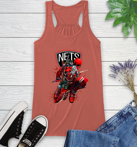 NBA Deadpool Marvel Comics Sports Basketball Brooklyn Nets Racerback Tank 4