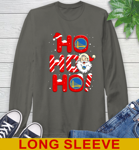 Golden State Warriors NBA Basketball Ho Ho Ho Santa Claus Merry Christmas Shirt Long Sleeve T-Shirt 10