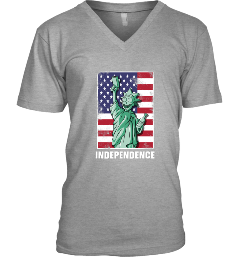 2cte rick and morty statue of liberty independence day 4th of july shirts v neck unisex 8 front sport grey