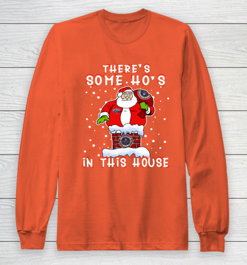 New Orleans Pelicans Christmas There Is Some Hos In This House Santa Stuck In The Chimney NBA Long Sleeve T-Shirt 3