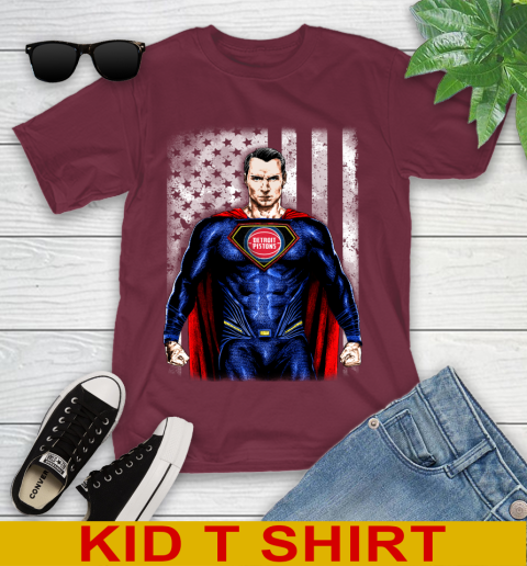 NBA Basketball Detroit Pistons Superman DC Shirt Youth T-Shirt 6 NBA Basketball Detroit Pistons Superman DC Shirt Youth T-Shirt - Image 6
