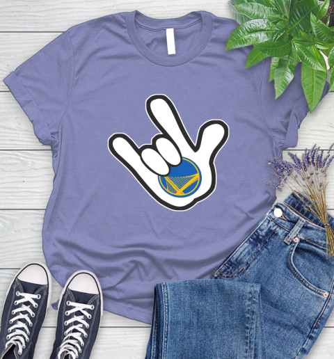Golden State Warriors NBA Basketball Mickey Rock Hand Disney Women's T-Shirt 11