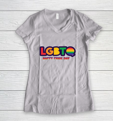 LGBTQ Happy Pride Day Lesbian Gay BiSexual Queer Women's V-Neck T-Shirt