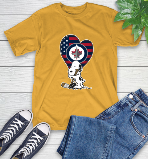 Winnipeg Jets NHL Hockey The Peanuts Movie Adorable Snoopy T-Shirt 3