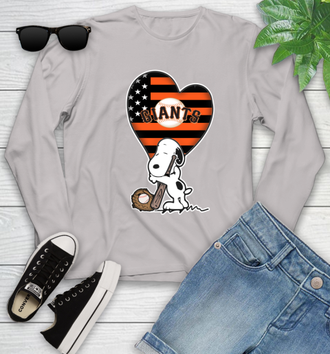 San Francisco Giants MLB Baseball The Peanuts Movie Adorable Snoopy Youth Long Sleeve 12