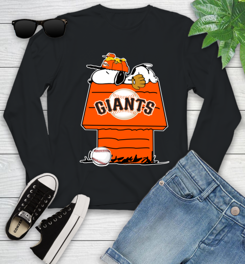 MLB San Francisco Giants Snoopy Woodstock The Peanuts Movie Baseball T Shirt_000 Youth Long Sleeve 2
