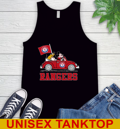 MLB Baseball Texas Rangers Pluto Mickey Driving Disney Shirt Tank Top 2