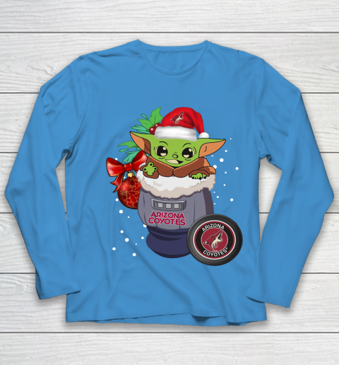 Arizona Coyotes Christmas Baby Yoda Star Wars Funny Happy NHL Youth Long Sleeve 7
