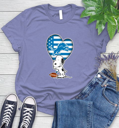Detroit Lions NFL Football The Peanuts Movie Adorable Snoopy Women's T-Shirt 11