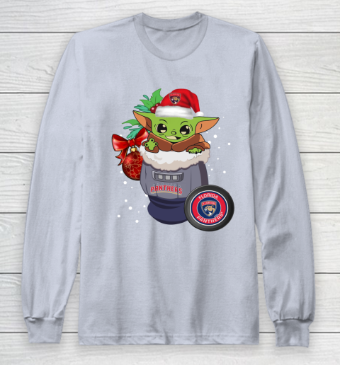 Florida Panthers Christmas Baby Yoda Star Wars Funny Happy NHL Long Sleeve T-Shirt 6