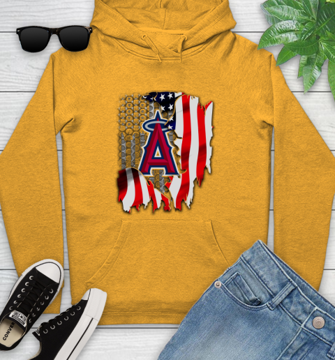 Los Angeles Angels MLB Baseball American Flag Youth Hoodie 2