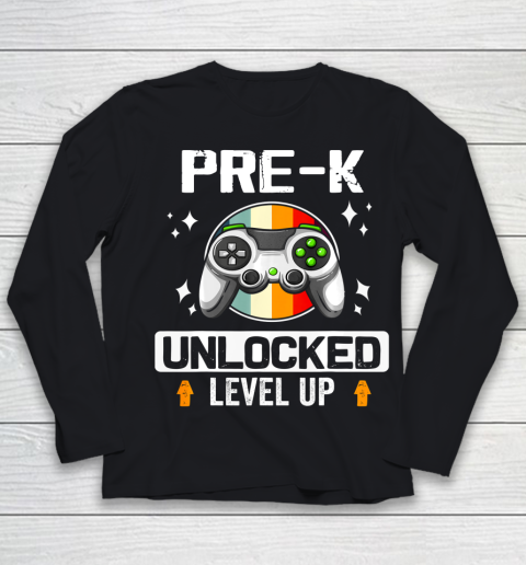 Next Level t shirts Pre K Unlocked Level Up Back To School Gamer Youth Long Sleeve