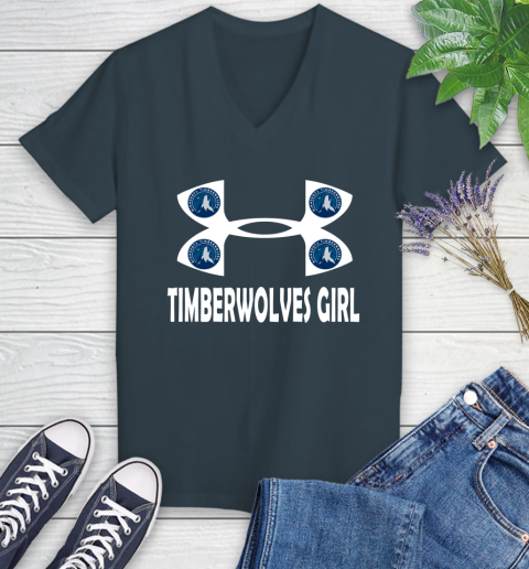 NBA Minnesota Timberwolves Girl Under Armour Basketball Sports Women's V-Neck T-Shirt 8