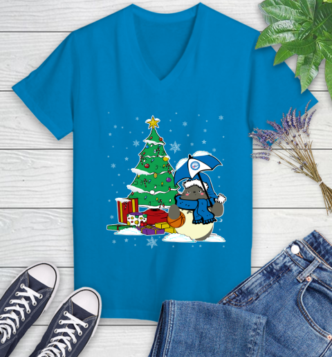 Philadelphia 76ers NBA Basketball Cute Tonari No Totoro Christmas Sports Women's V-Neck T-Shirt 7
