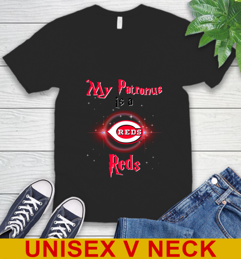 MLB Baseball Harry Potter My Patronus Is A Cincinnati Reds V-Neck T-Shirt