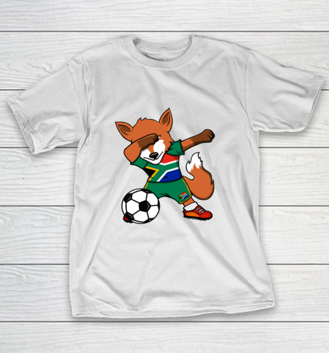 Dabbing Fox South Africa Soccer Fans Jersey Flag Football T-Shirt