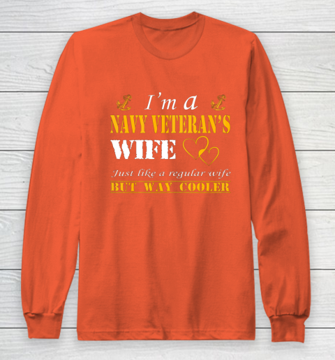 Womens I am a Navy veterans wife t shirt Navy veteran Long Sleeve T-Shirt 3