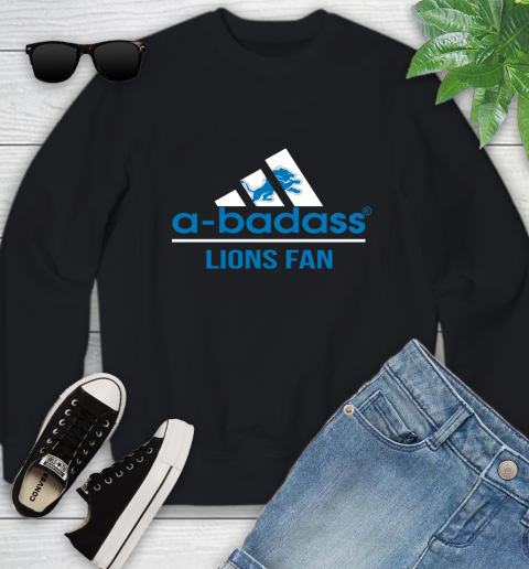 NFL A Badass Detroit Lions Fan Adidas Football Sports Youth Sweatshirt