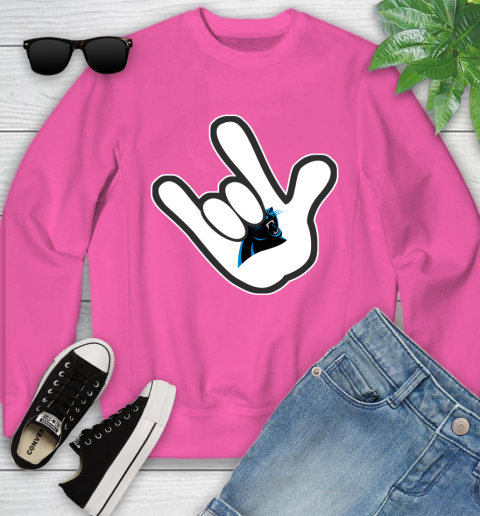 Carolina Panthers NFL Football Mickey Rock Hand Disney Youth Sweatshirt 7