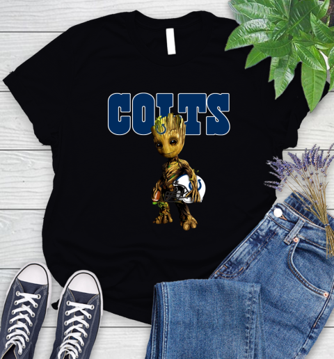 Indianapolis Colts NFL Football Groot Marvel Guardians Of The Galaxy Women's T-Shirt 2