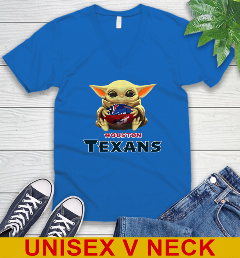NFL Football Houston Texans Baby Yoda Star Wars Shirt V-Neck T-Shirt 6