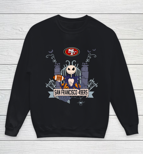 NFL San Francisco 49ers Football Jack Skellington Halloween Youth Sweatshirt