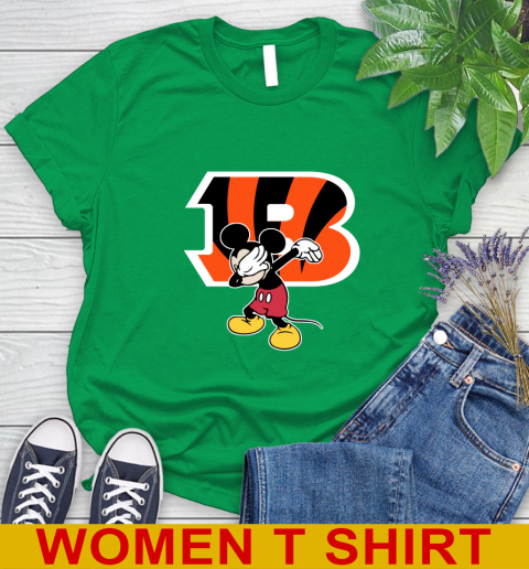 Cincinnati Bengals NFL Football Dabbing Mickey Disney Sports Women's T-Shirt 6